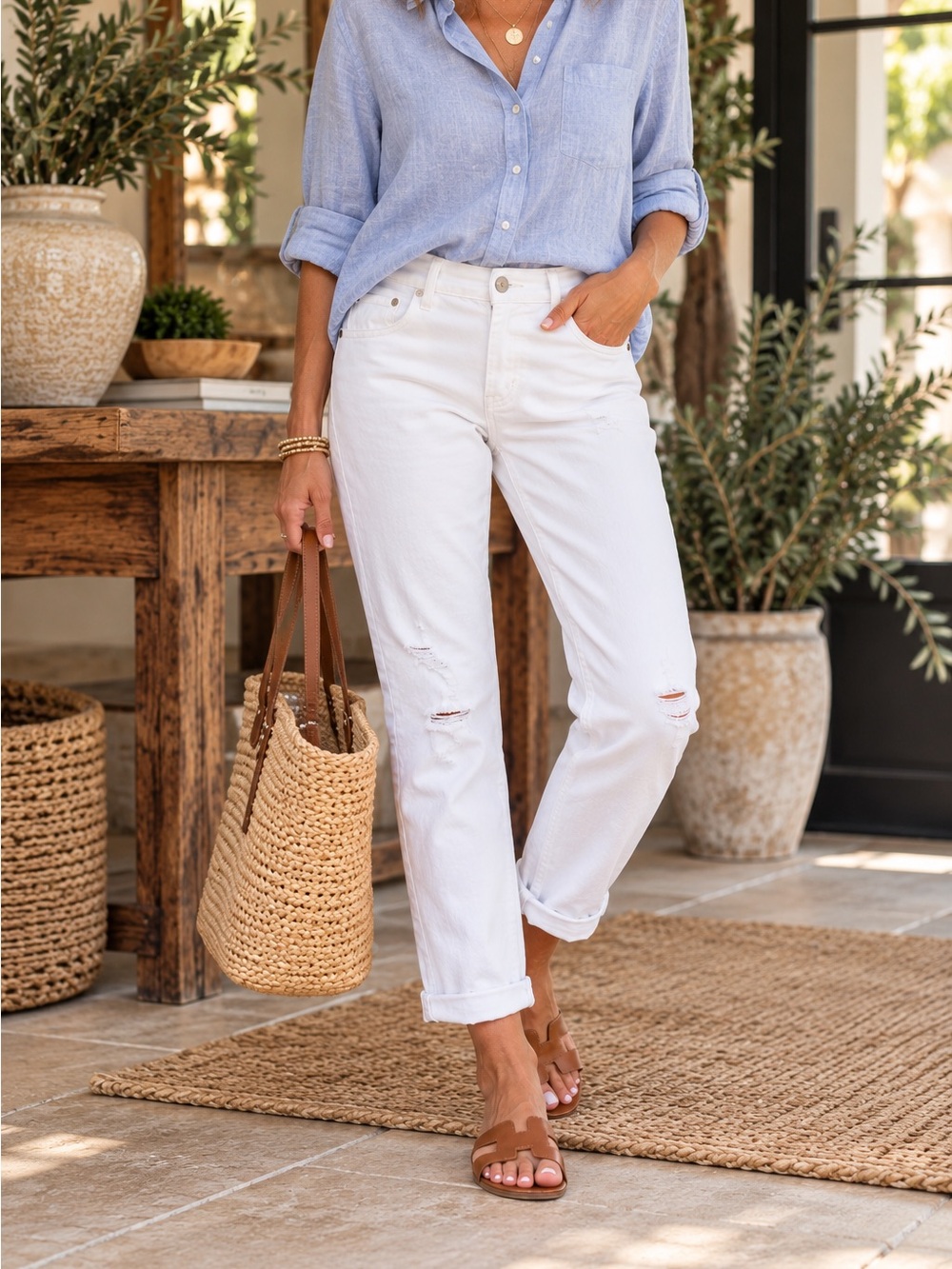 AG Adriano Goldschmied Ex-Boyfriend Slim White Jeans 29R Distressed
